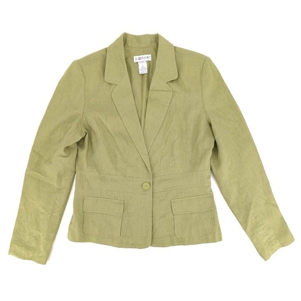 J.G. Hook‎ Sage Green 100% Linen Single Button Blazer Jacket Size 10T